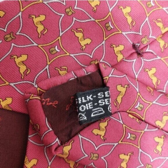 Salvatore Ferragamo Silk Tie Equestrian Horse Saddle Pattern - Picture 5 of 9